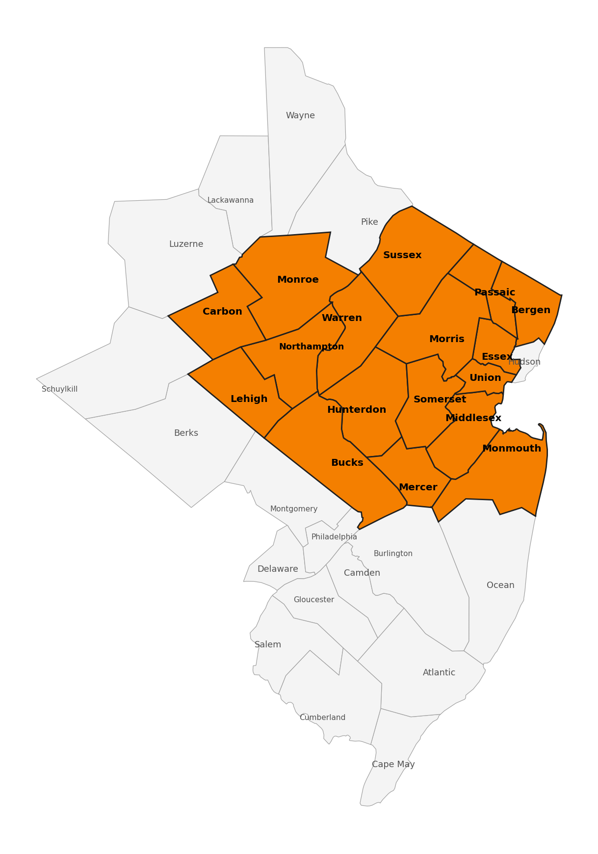 Beckage Sealcoating commercial service area: northern and central New Jersey plus eastern Pennsylvania counties